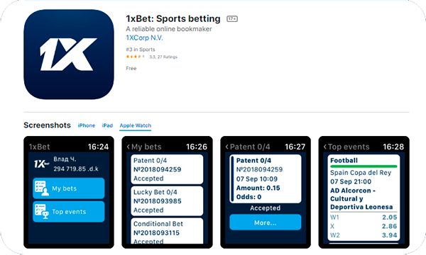 1xbet apple watch app